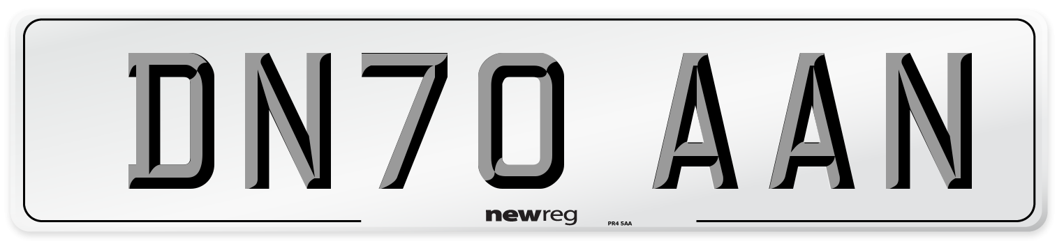 DN70 AAN Number Plate from New Reg